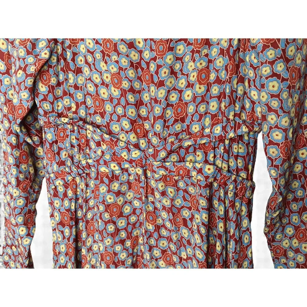 New Joie Eilish Floral Maxi Dress Fired Brick Multi Long Sleeve Boho Size S - Picture 12 of 16